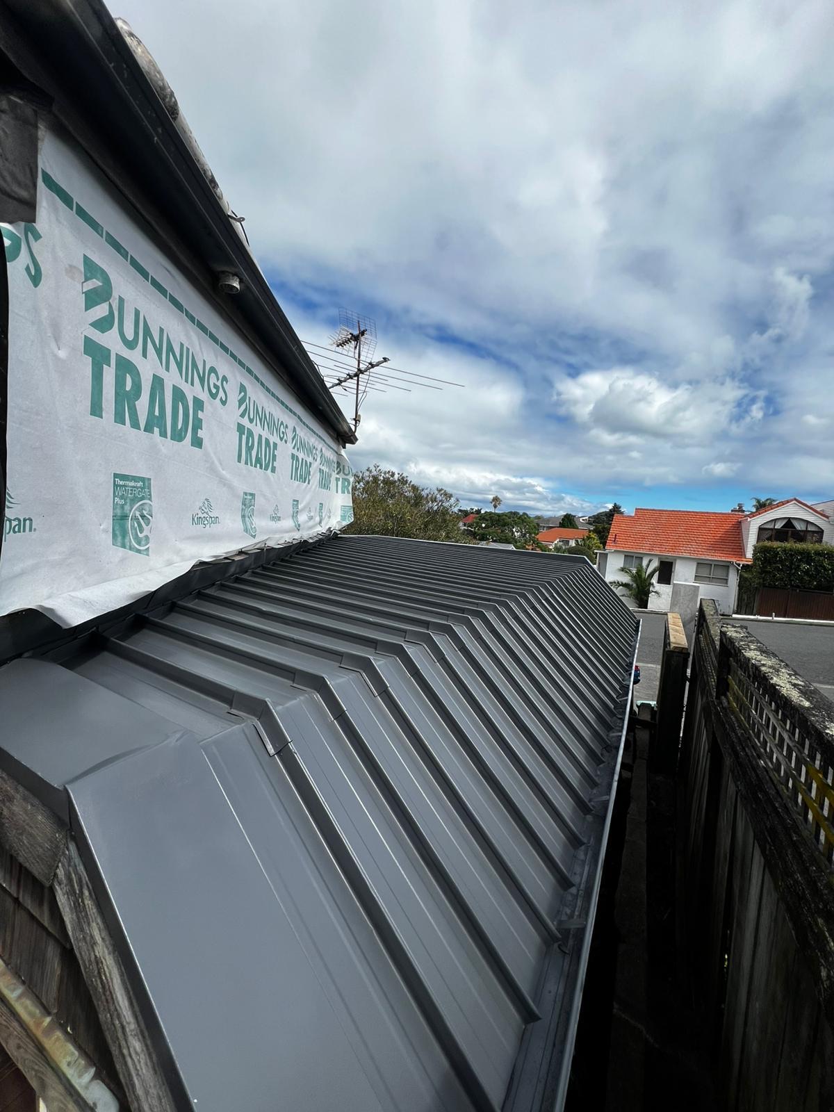 Auckland metal roof after preparation and protective recoating
